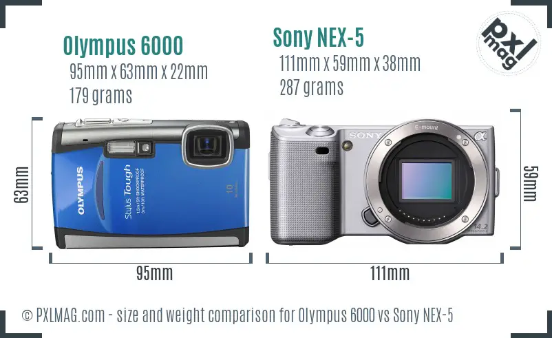 Olympus 6000 vs Sony NEX-5 size comparison