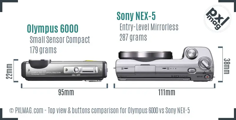 Olympus 6000 vs Sony NEX-5 top view buttons comparison