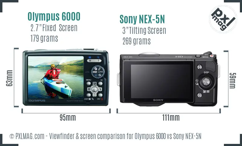 Olympus 6000 vs Sony NEX-5N Screen and Viewfinder comparison