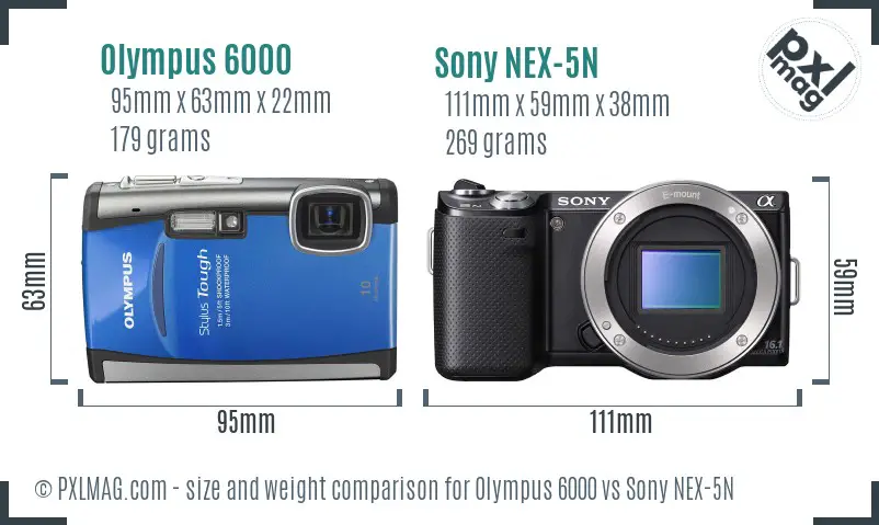 Olympus 6000 vs Sony NEX-5N size comparison