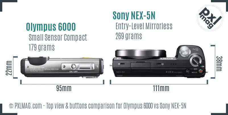 Olympus 6000 vs Sony NEX-5N top view buttons comparison