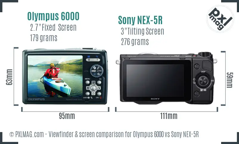 Olympus 6000 vs Sony NEX-5R Screen and Viewfinder comparison