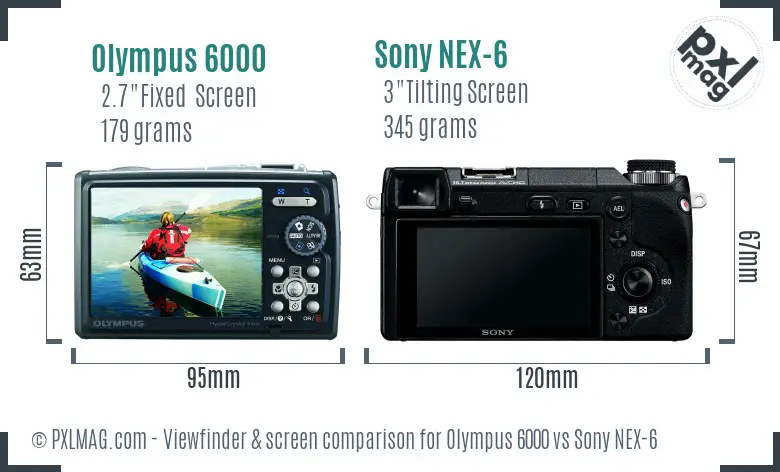 Olympus 6000 vs Sony NEX-6 Screen and Viewfinder comparison