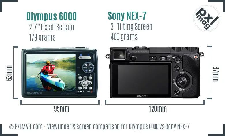 Olympus 6000 vs Sony NEX-7 Screen and Viewfinder comparison