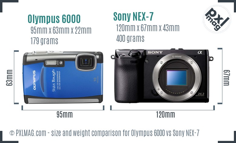 Olympus 6000 vs Sony NEX-7 size comparison