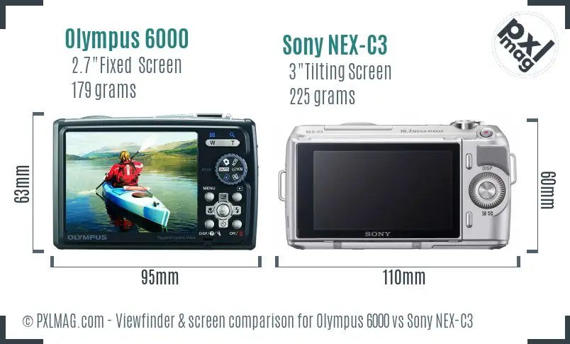 Olympus 6000 vs Sony NEX-C3 Screen and Viewfinder comparison