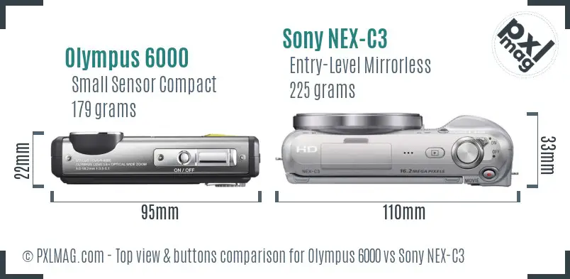 Olympus 6000 vs Sony NEX-C3 top view buttons comparison