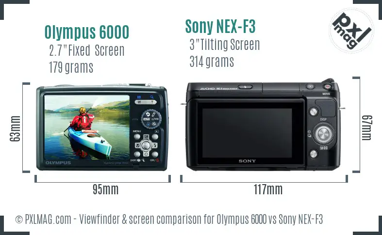 Olympus 6000 vs Sony NEX-F3 Screen and Viewfinder comparison