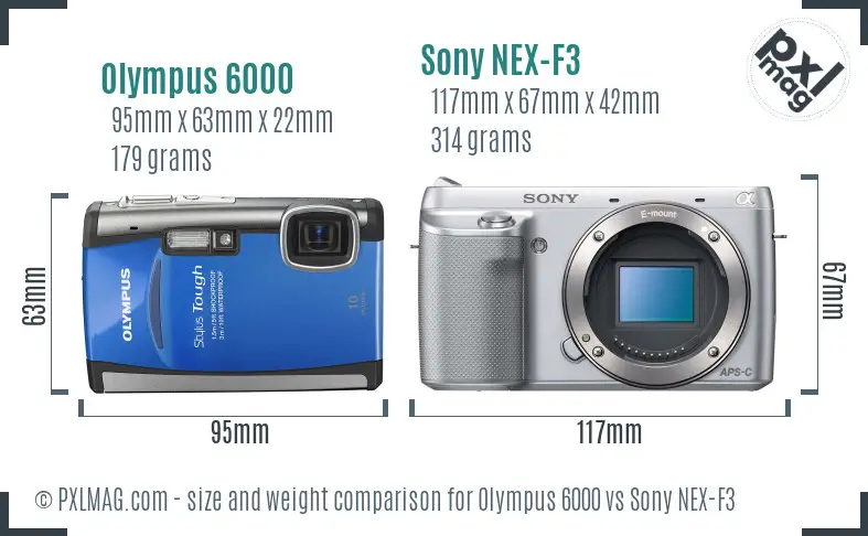 Olympus 6000 vs Sony NEX-F3 size comparison