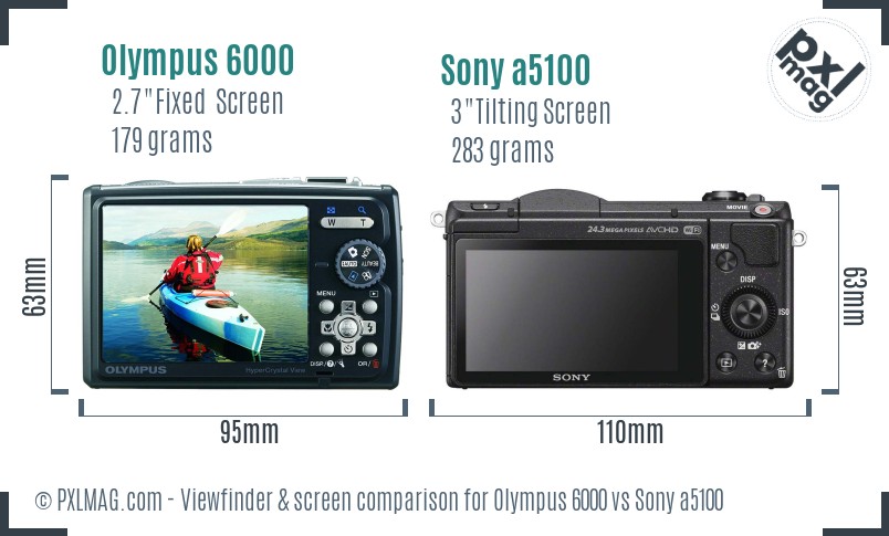 Olympus 6000 vs Sony a5100 Screen and Viewfinder comparison