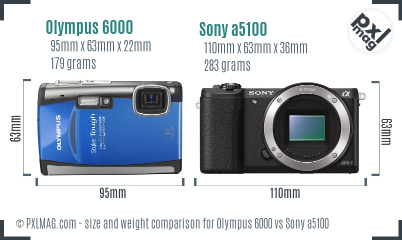 Olympus 6000 vs Sony a5100 size comparison