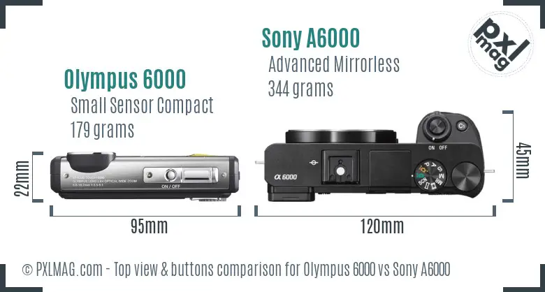 Olympus 6000 vs Sony A6000 top view buttons comparison