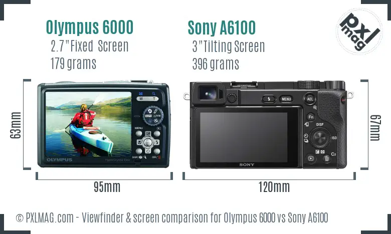Olympus 6000 vs Sony A6100 Screen and Viewfinder comparison