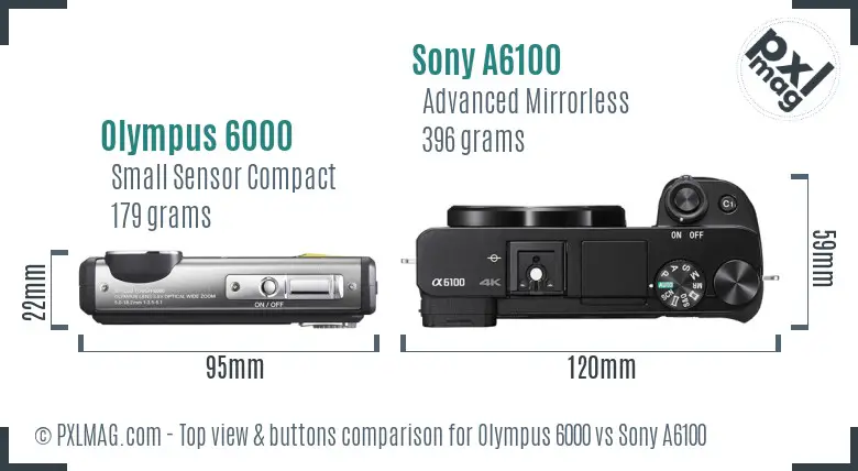 Olympus 6000 vs Sony A6100 top view buttons comparison