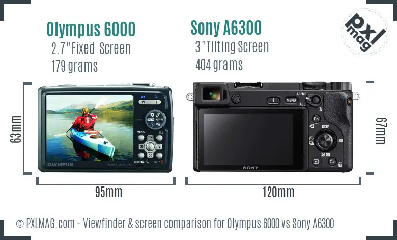 Olympus 6000 vs Sony A6300 Screen and Viewfinder comparison