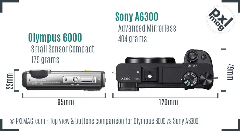 Olympus 6000 vs Sony A6300 top view buttons comparison