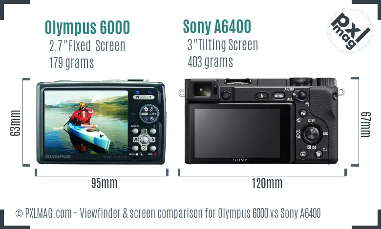 Olympus 6000 vs Sony A6400 Screen and Viewfinder comparison