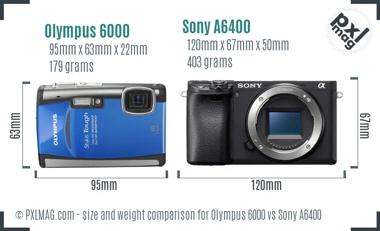 Olympus 6000 vs Sony A6400 size comparison