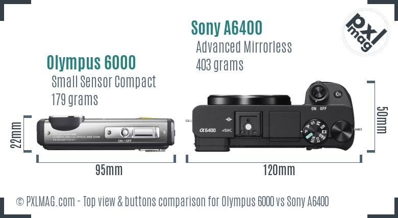 Olympus 6000 vs Sony A6400 top view buttons comparison