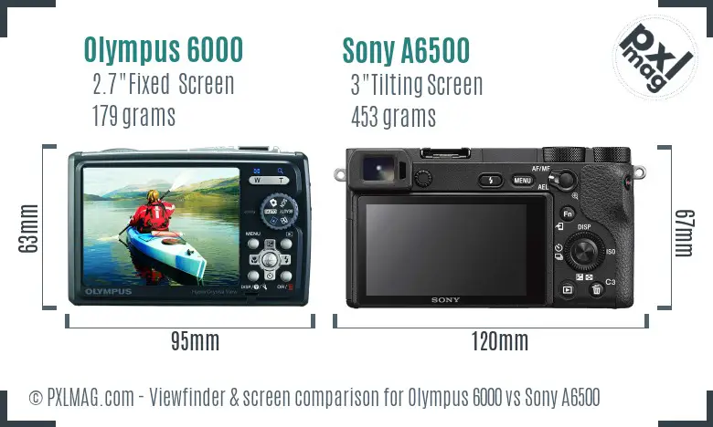 Olympus 6000 vs Sony A6500 Screen and Viewfinder comparison
