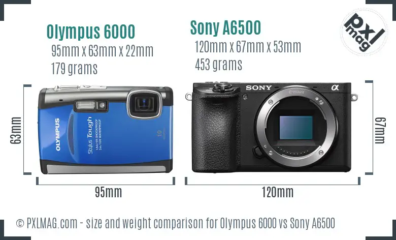 Olympus 6000 vs Sony A6500 size comparison