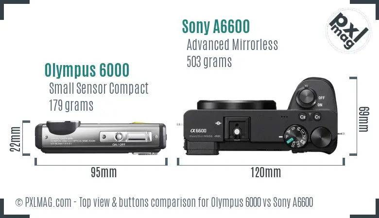 Olympus 6000 vs Sony A6600 top view buttons comparison