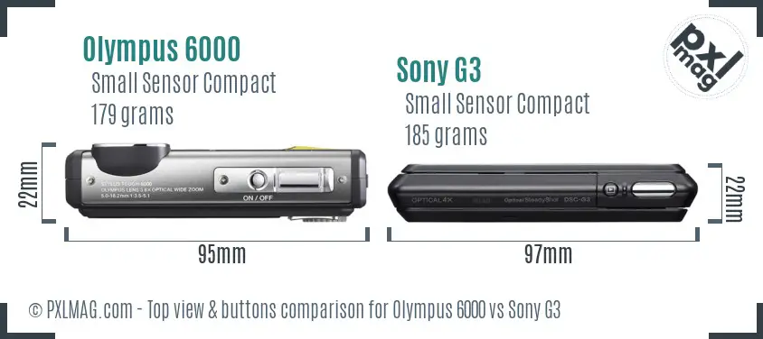Olympus 6000 vs Sony G3 top view buttons comparison