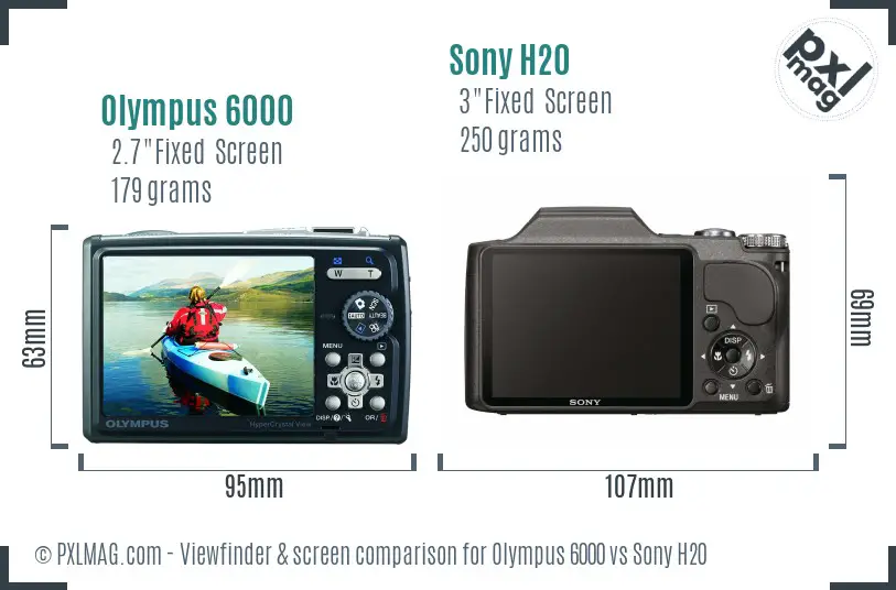 Olympus 6000 vs Sony H20 Screen and Viewfinder comparison