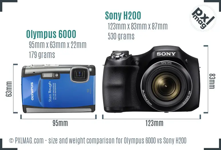 Olympus 6000 vs Sony H200 size comparison