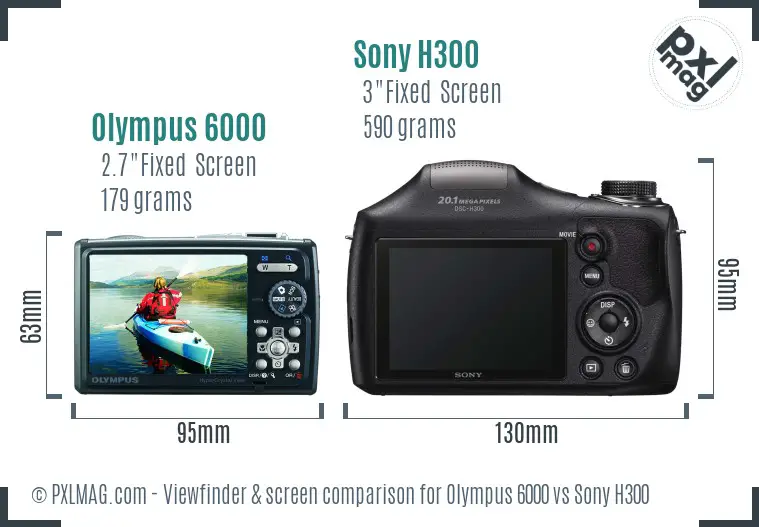 Olympus 6000 vs Sony H300 Screen and Viewfinder comparison