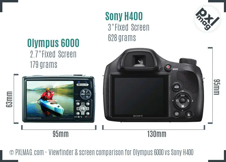 Olympus 6000 vs Sony H400 Screen and Viewfinder comparison