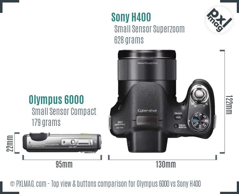 Olympus 6000 vs Sony H400 top view buttons comparison