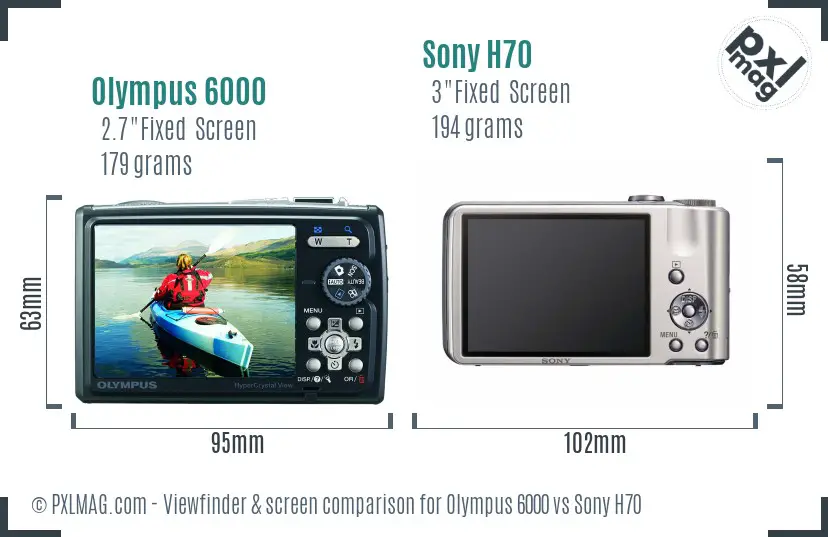 Olympus 6000 vs Sony H70 Screen and Viewfinder comparison