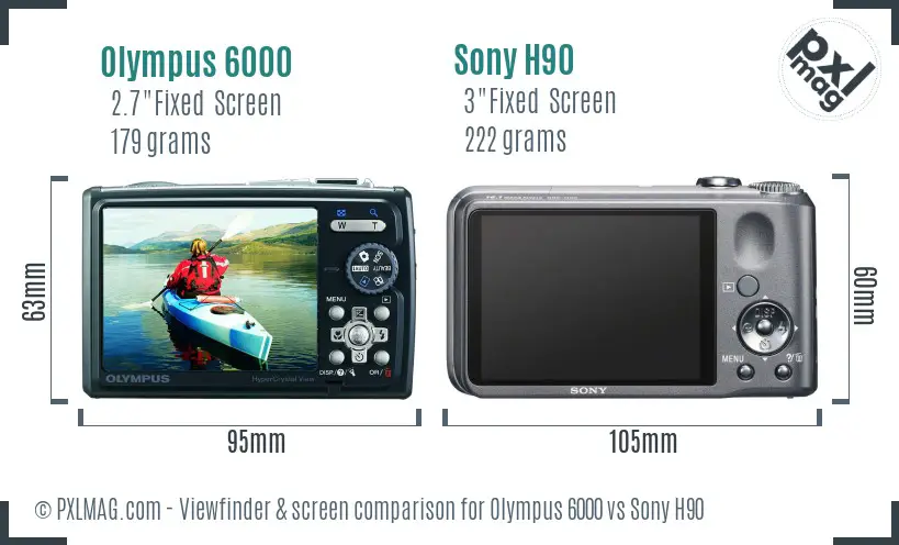 Olympus 6000 vs Sony H90 Screen and Viewfinder comparison