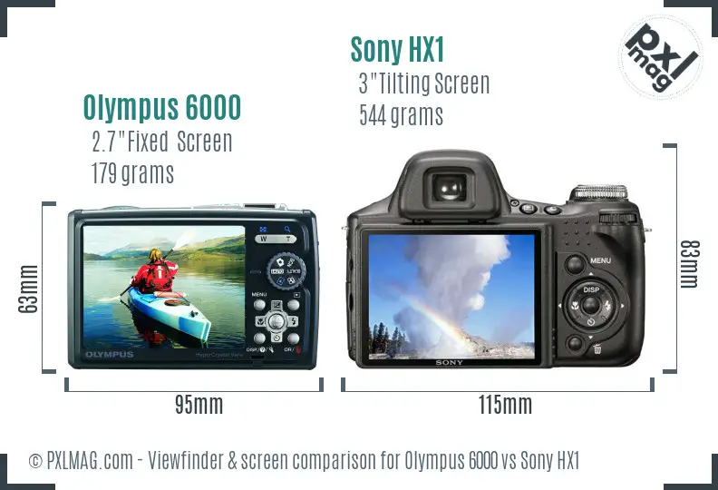 Olympus 6000 vs Sony HX1 Screen and Viewfinder comparison