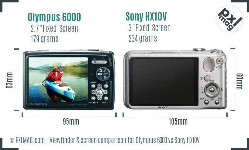 Olympus 6000 vs Sony HX10V Screen and Viewfinder comparison