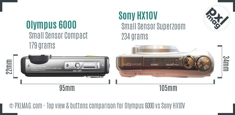 Olympus 6000 vs Sony HX10V top view buttons comparison