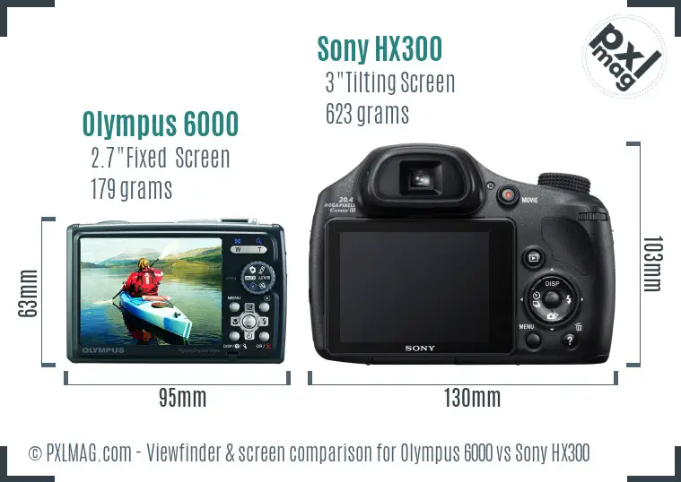 Olympus 6000 vs Sony HX300 Screen and Viewfinder comparison