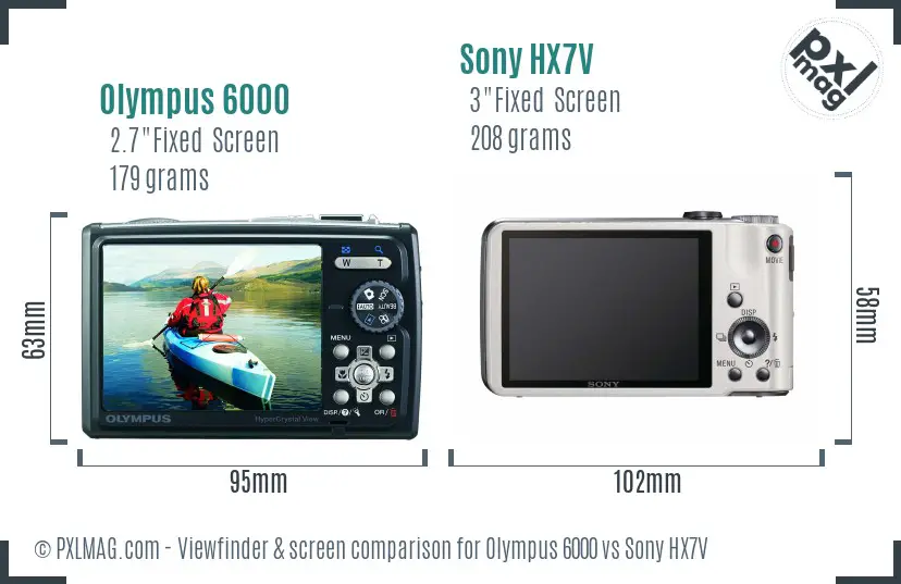 Olympus 6000 vs Sony HX7V Screen and Viewfinder comparison