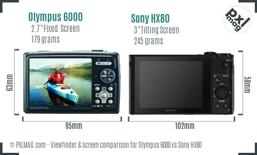 Olympus 6000 vs Sony HX80 Screen and Viewfinder comparison