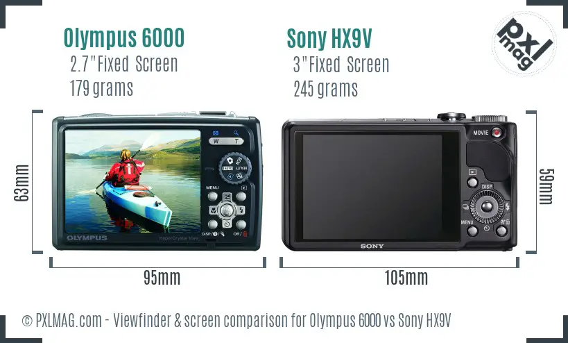Olympus 6000 vs Sony HX9V Screen and Viewfinder comparison