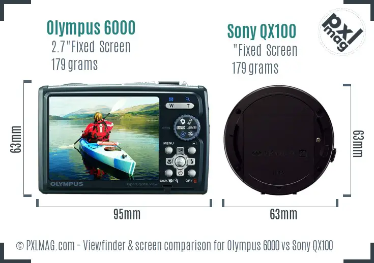 Olympus 6000 vs Sony QX100 Screen and Viewfinder comparison
