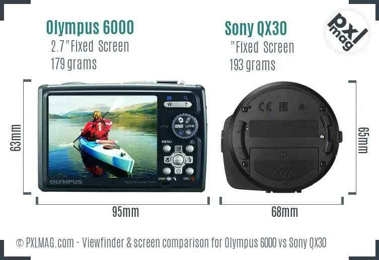 Olympus 6000 vs Sony QX30 Screen and Viewfinder comparison