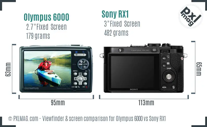 Olympus 6000 vs Sony RX1 Screen and Viewfinder comparison