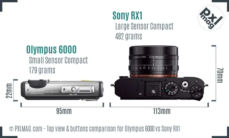 Olympus 6000 vs Sony RX1 top view buttons comparison