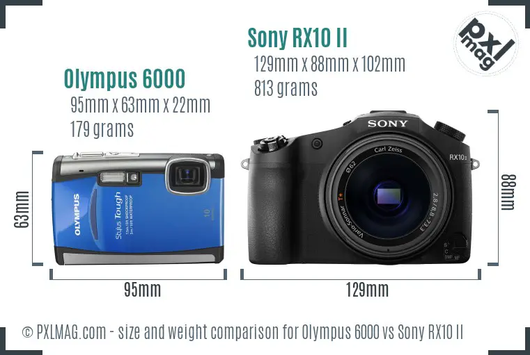 Olympus 6000 vs Sony RX10 II size comparison
