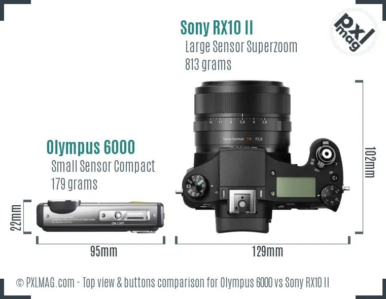 Olympus 6000 vs Sony RX10 II top view buttons comparison