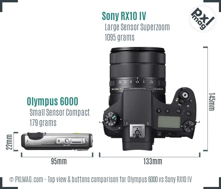 Olympus 6000 vs Sony RX10 IV top view buttons comparison