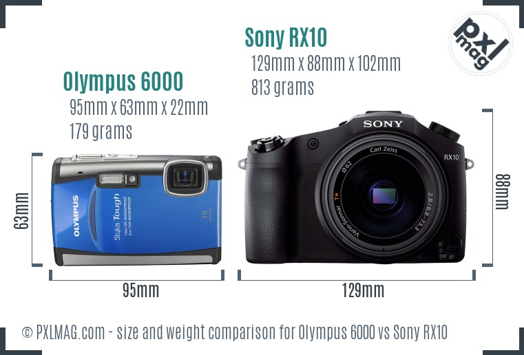 Olympus 6000 vs Sony RX10 size comparison