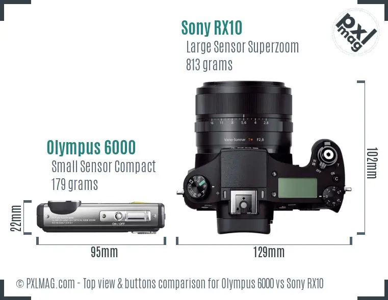 Olympus 6000 vs Sony RX10 top view buttons comparison